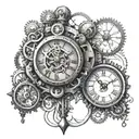 steampunk clock  tattoo design idea