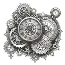 steampunk clock  tattoo design idea