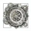 steampunk clock  tattoo design idea
