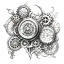 steampunk clock  tattoo design idea