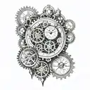 steampunk clock  tattoo design idea