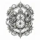 steampunk clock  tattoo design idea