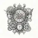 steampunk clock  tattoo design idea
