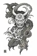 Demon with sharingan eyes tattoo design idea