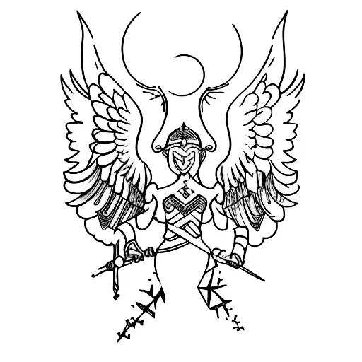 VALKYRIE who is having a spiritual enlightenment tattoo design idea
