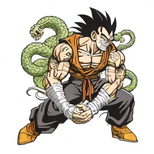Dragon ball Z top arm sleeve tattoo. Cannot include Shenron or Vegeta tattoo design idea