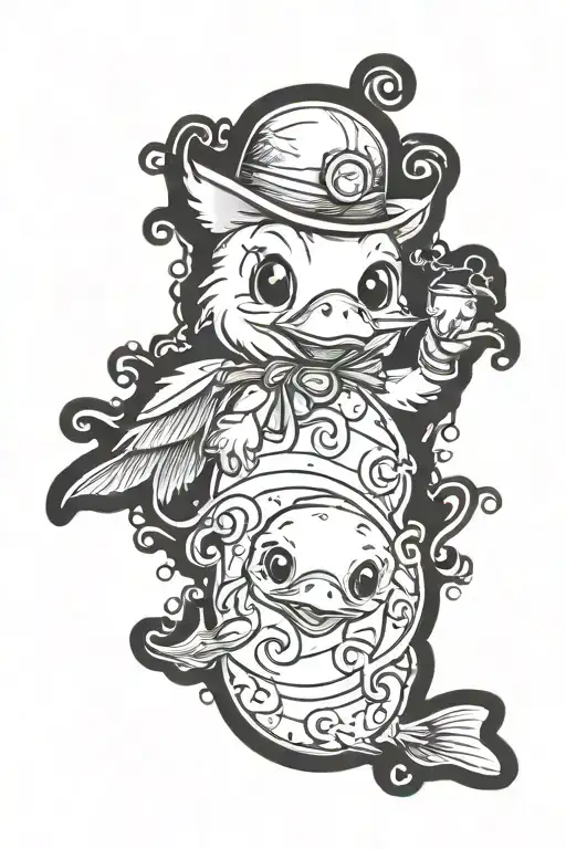 duckling bearcub jellyfish tattoo design idea