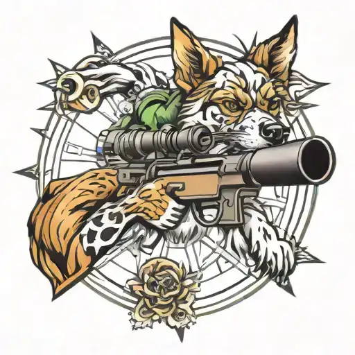 angry dog ​​sniper scope tattoo design idea