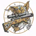 angry dog ​​sniper scope tattoo design idea