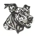 angry Doberman with a strict collar tattoo design idea