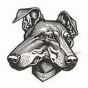 angry Doberman with a strict collar tattoo design idea