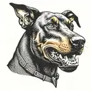 angry Doberman with a strict collar tattoo design idea
