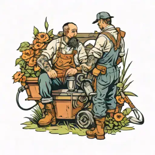 gardener and blacksmith assistant  tattoo design idea