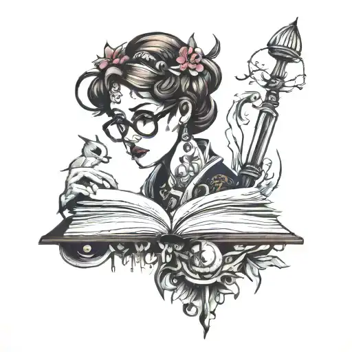 librarian tattoo design idea