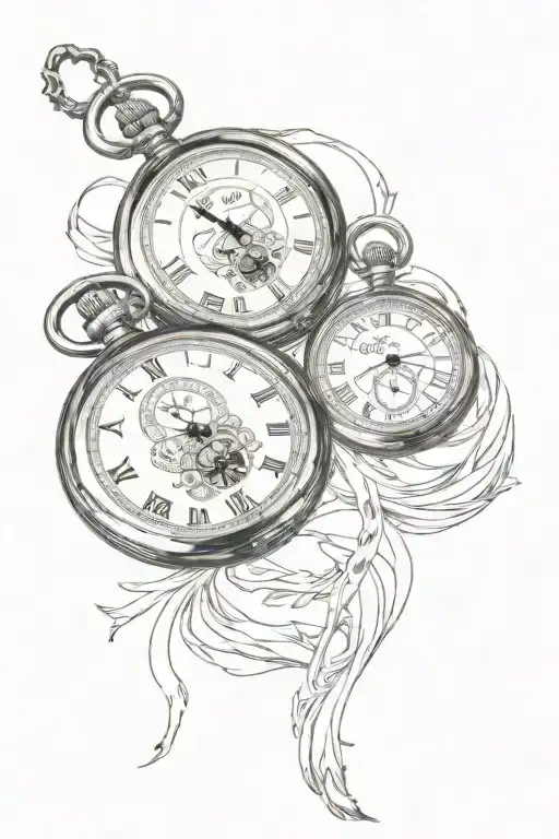 3 pocket watch showing 1:31 AM, 3:10 AM and 12:05 AM for men tattoo   tattoo design idea