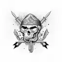 caveira mexicana com bandana tattoo design idea