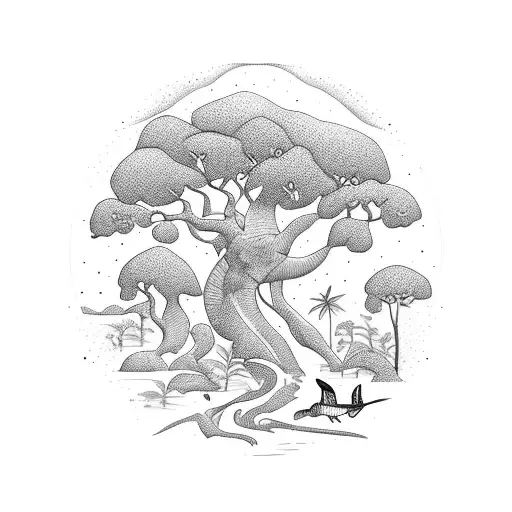 Brazilian rainforest ecosystem tattoo design idea