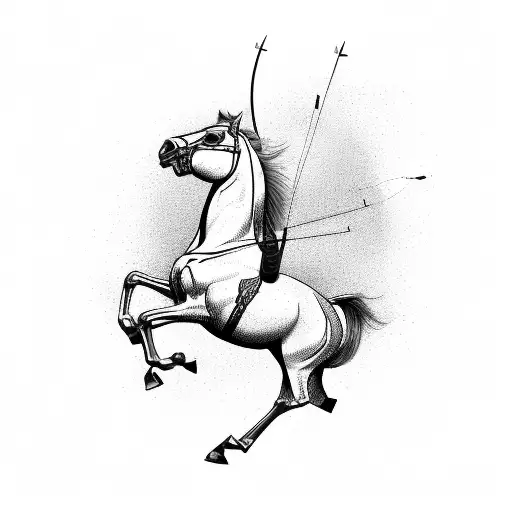 An elegant horse leaping over an archery target tattoo design idea