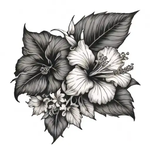 hibiscus and fireweed intertwined tattoo design idea