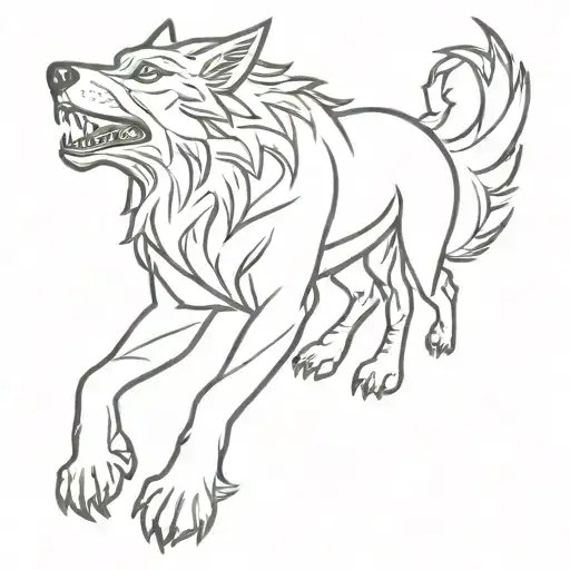fenrir viking norse wolf tattoo design idea