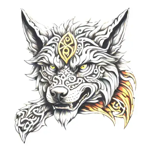fenrir viking norse wolf tattoo design idea