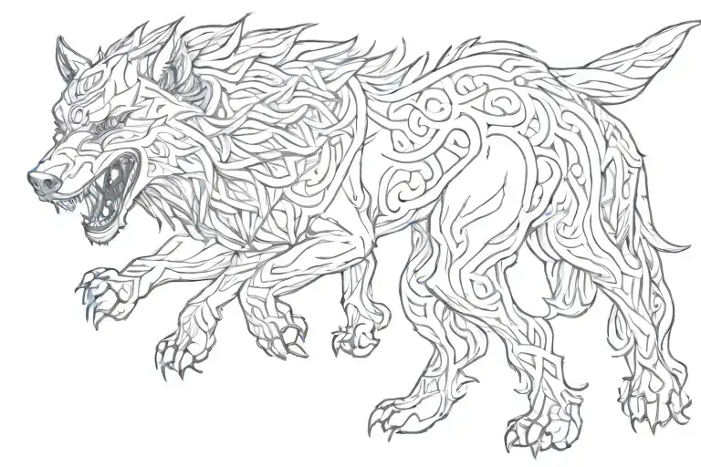 fenrir viking norse wolf tattoo design idea