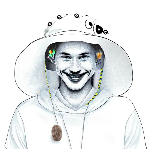 smiley face wearing bucket hat  tattoo design idea