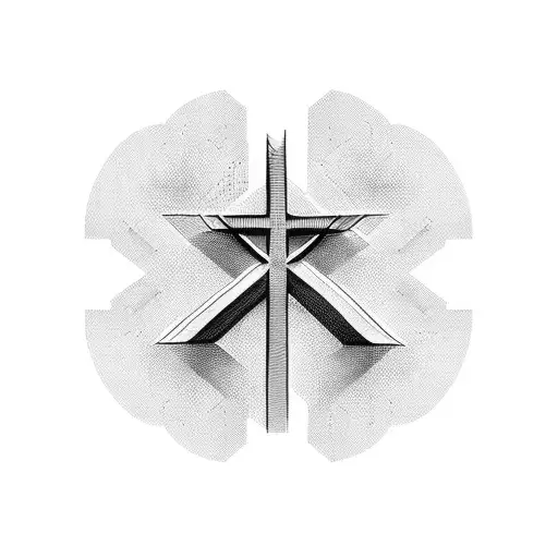 Christian Cross with filler art around tattoo design idea