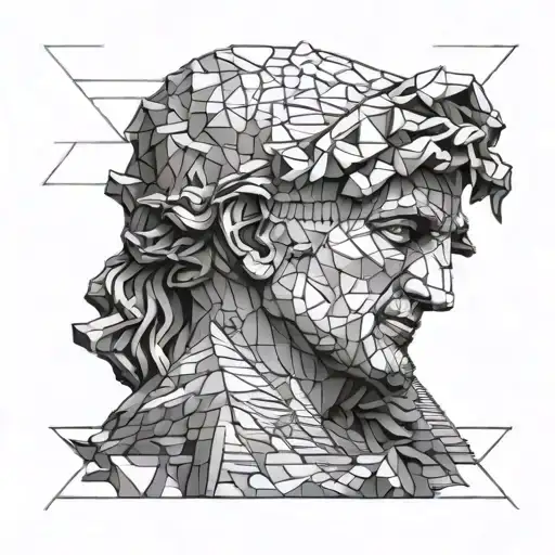van gogh and bust of alexander the great and pyramid tattoo design idea