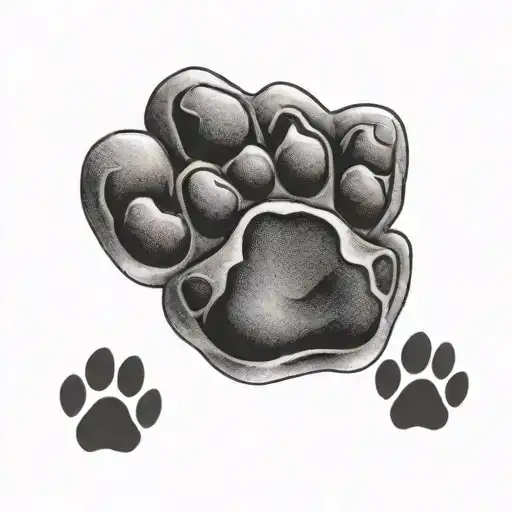 realistic paw print with the name Kratos tattoo design idea