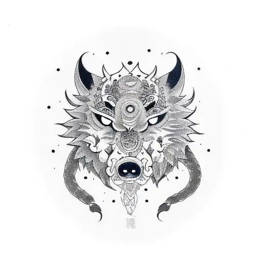 trash polka ox and wolf creat tattoo design idea
