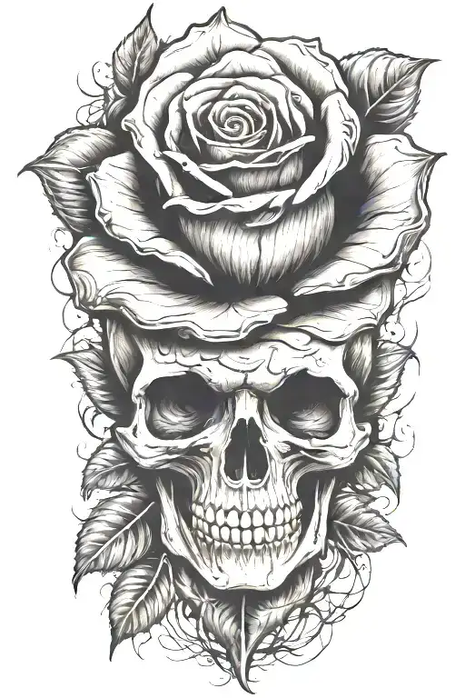 realistic design of a black rose tattoo design idea