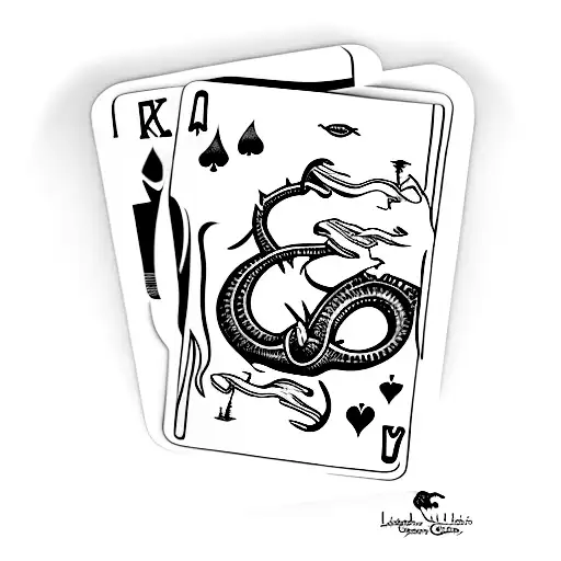 Loch ness monster playing cards tattoo design idea