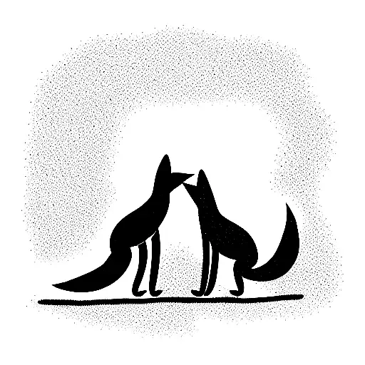 two foxes dancing in the forest tattoo design idea