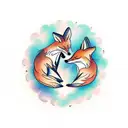 two foxes dancing in the forest tattoo design idea