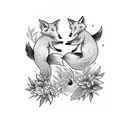 two foxes dancing in the forest tattoo design idea