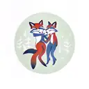 two foxes dancing in the forest tattoo design idea