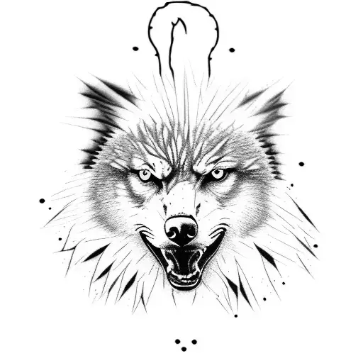 bald eagle mixed face with wolf and cat tattoo design idea
