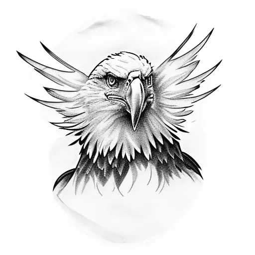 bald Eagle,his head in half chest and his wing on the arm tattoo design idea