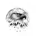 bald eagle mixed face with wolf and cat tattoo design idea