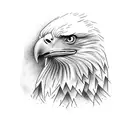 a bald eagle face with half face is wolf tattoo design idea