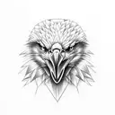 a bald eagle face with half face is wolf tattoo design idea