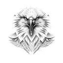 a bald eagle face with half face is wolf tattoo design idea