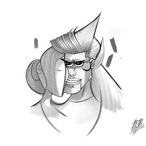 Johnny bravo with girls tattoo design idea