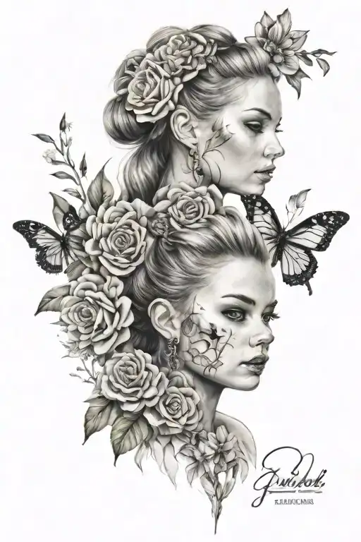 RACHEL AND CHLOE  tattoo design idea