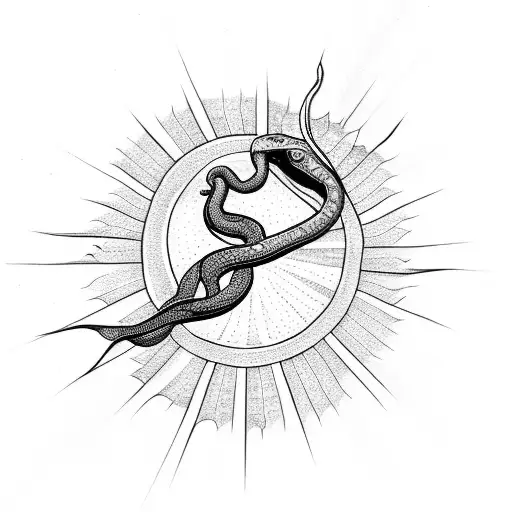 Snake and sun tattoo design idea