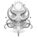 Snake and sun tattoo design idea