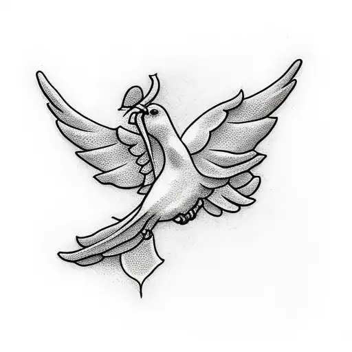 Dove with grapevine tattoo design idea