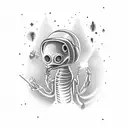 Alien smoking a joint while stargazing tattoo design idea