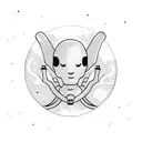 Alien smoking a joint while stargazing tattoo design idea